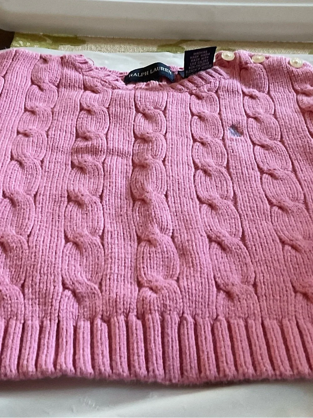 Ralph Lauren Vintage Pink Cable Knit Sweater Girls 3-3T